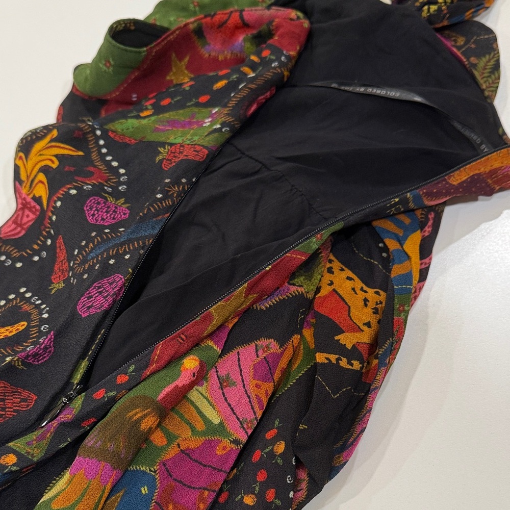 NWT Farm Rio One-Shoulder Floral Printed Midi Dress in Black and Multi - Picture 8 of 8